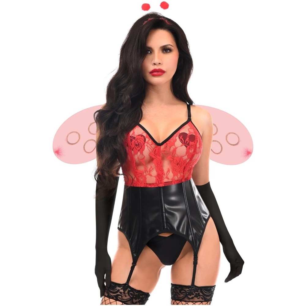 Daisy Corsets Womens Lavish 4-Piece Sexy Ladybug Lingerie Sexy Costume 2x NEW!